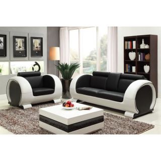 Canapé + fauteuil en cuir vachette noir / blanc   Achat / Vente