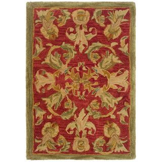 Handmade Flora Burgundy Wool Rug (2 x 3)