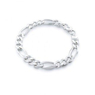Sterling Silver Unisex Figaro Chain Link Bracelet 180 Gauge: Jewelry