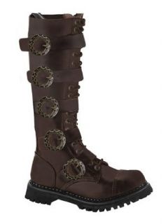 Mens Brown Leather Steampunk Boot   10 Clothing