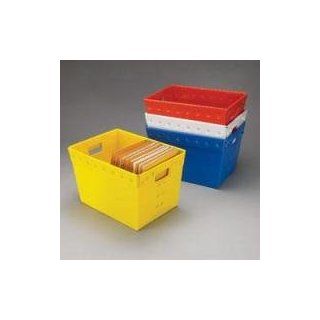 VISUAL Corrugated Plastic Totes   181/2x131/4x113/8   Blue   Lot of 5