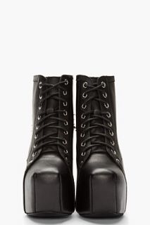 Jeffrey Campbell Black Leather Spiked Lita Boots for women