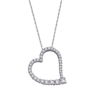 14k White Gold 1/2ct TDW Diamond Journey Heart Necklace (H I, I1 I2