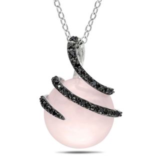 Miadora Silver Pink Opal and Diamond Accent Necklace