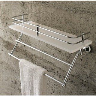 White Plexiglass Shelf with Rail and Towel Rack  
