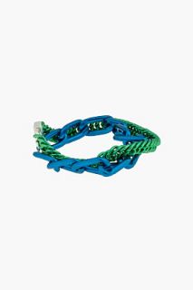 Raf Simons Green & Blue Double Chain Bracelet for men