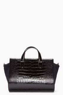 Alexander Wang Black Leather Reptile Pelican Duffle Bag for women