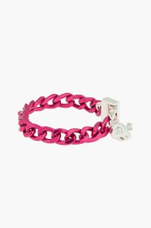 Raf Simons Pink Skull & R Chainlink Bracelet for men