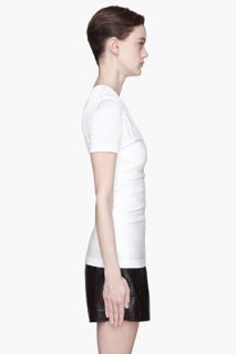 T By Alexander Wang White Glossy Double Drape Jersey Shirt for women