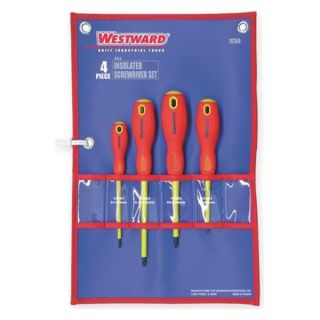 Westward 1YXN4 Insulated Combo Screwdriver Set, 4 Pc