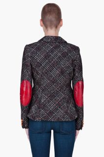 Smythe Charcoal Leather Elbow Blazer for women