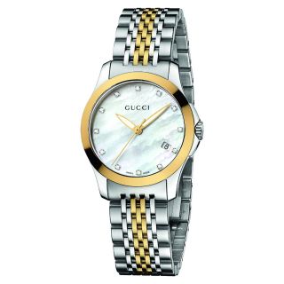 Gucci Womens Timeless Mother of Pearl Diamond Dial Quartz Watch