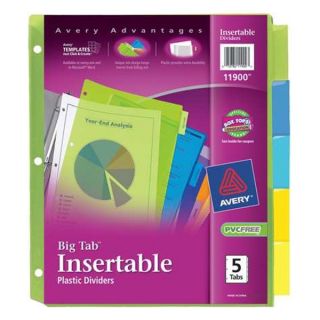 Avery 11900 Index Tab Set, Insertable, 5 Tabs, Colored