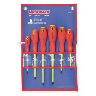 Westward 1YXN5 Insulated Combo Screwdriver Set, 6 Pc