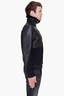 Paul Smith  Black Leather Trim Bomber Jacket for men