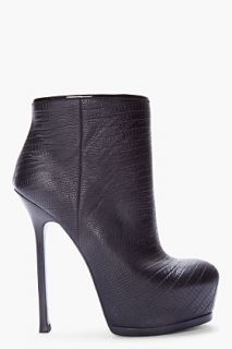 Yves Saint Laurent Black Snakeskin Embossed Leather Tribtoo Boot for women
