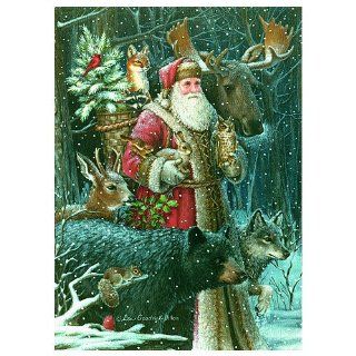 Boxed Christmas Cards   WOODLAND SANTA ANIMALS   16 Pack