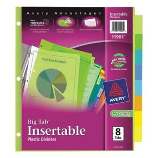 Avery 11901 Index Tab Set, Insertable, 8 Tabs, Colored