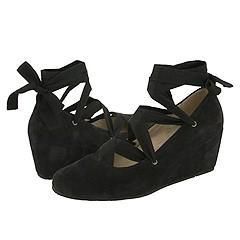 DKNY Mary Ann   Tie Up Wedge Black Suede