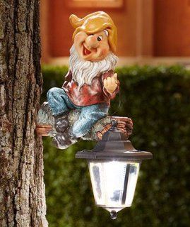 Tree Hanger With Solar Lantern   Gnome with Yellow Hat