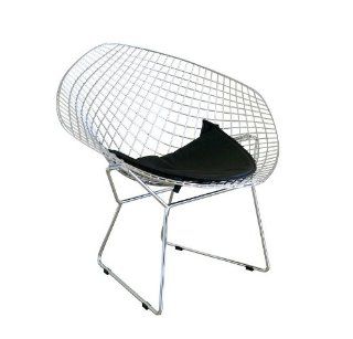 Bertoia Style Steel Wire Mesh Chair with Pad Home