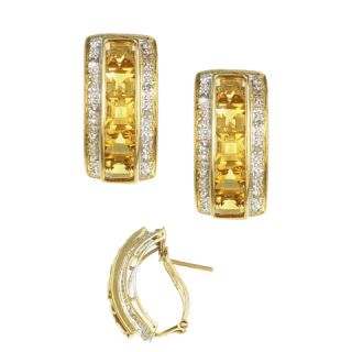 14k Gold Citrine and 1/5ct TDW Diamond Earrings