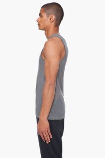 SLVR Grey Ribbed Tank Top for men