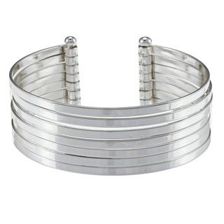 Sunstone Sterling Silver Multi row Highly Polished Cuff Bracelet