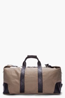 McQ Alexander McQueen Olive Grey Canvas Weekender Bag for men