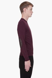Maison Martin Margiela Burgundy Leather Elbow Sweater for men