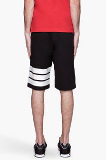 Y 3 Black Striped Twill Shorts for men