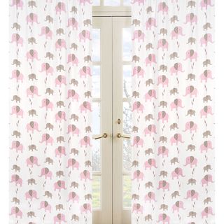 Sweet Jojo Designs Pink Mod Elephant 84 inch Curtain Panel Pair