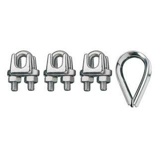 Ronstan ID003404 12 Wire Rope Clip/Thimble Kit, 1/2In, 316SS