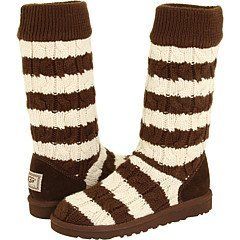  Chocolate Tall Striped Cable Knit Ugg Boots Uggs Size 6 Shoes