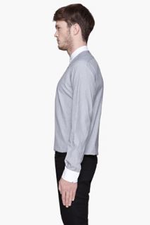 Saint Laurent Black Pinstripe Contrast collared Shirt for men