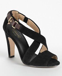  Coach Womens Brea Suede/leather Heel (Black/chestnut) Shoes