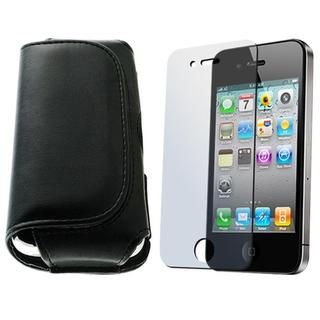 Leather Case and LCD Protector for Apple iPhone 4