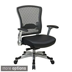 Office Star SpaceGrid Back Chair with Memory Foam Seat and Flip Arms