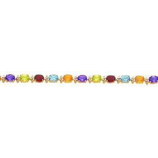 14K Gold 14cttw Multi Colored Gemstone Bracelet 7