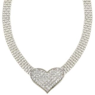 Icz Stonez Sterling Silver CZ Heart Mesh Link Necklace Today: $69.99 4