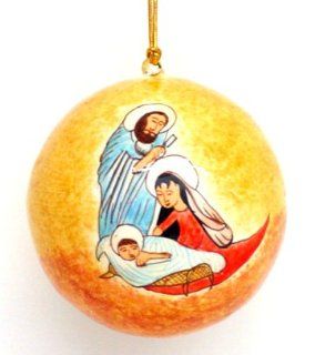 Hand Painted Paper Mache Christmas Ornament  Nativity