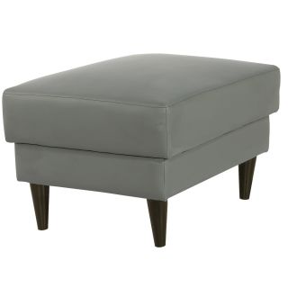 Cool Grey Faux Leather Ottoman
