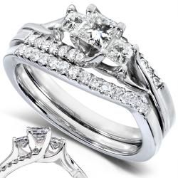 14k White Gold 3/4ct TDW Diamond Bridal Ring Set (H I, I1 I2
