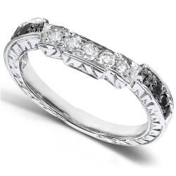 14k Gold 1/4ct TDW Black and White Diamond Curved Wedding Band (H I