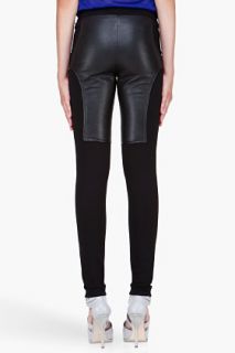 T By Alexander Wang Black Combo Pointe Leather Trousers for women