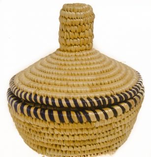 Purple Border Round Wicker Basket (Ethiopia)