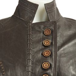 Chaudry Womens Mandarin Collar Leather Jacket