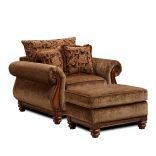 Sherwood Brown/ Red Chair and Ottoman Set