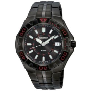 Seiko Mens Sport Black Ion plated Stainless Steel Quartz Watch