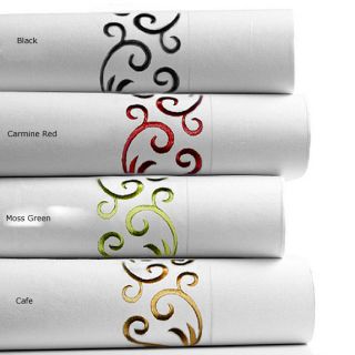 Scroll Embroidered Egyptian Cotton 300 Thread Count Extra Deep Pocket